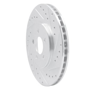 Chrysler Cirrus Brake Rotor (1) - Front Right - R1 Concepts - Drilled & Slotted - Silver - `95-`06